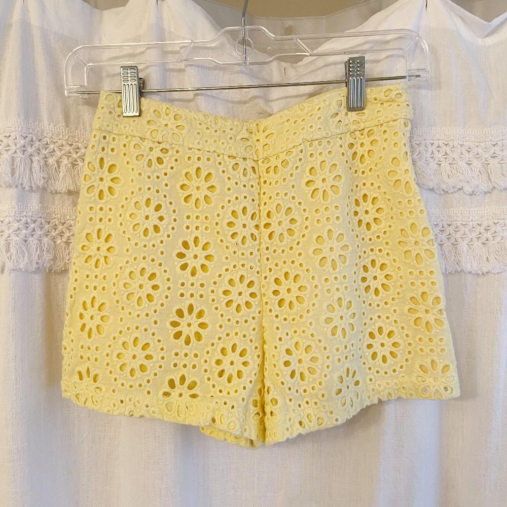 Abercrombie & Fitch Yellow Lace High-Rise Shorts